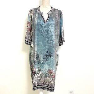 Floral Blue Green Tunic Dress